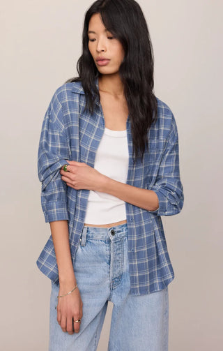 ZSUPPLY River Plaid Button Up in Mystic Blue 