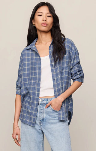 ZSUPPLY River Plaid Button Up in Mystic Blue 