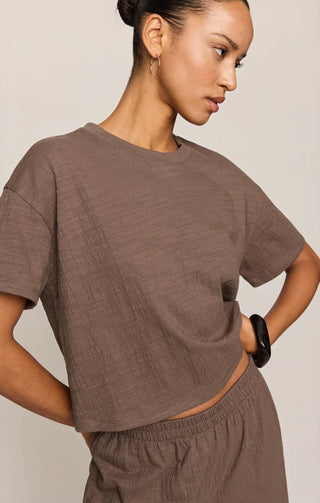 ZSUPPLY Sway Textured Cropped Tee in Cocoa Latte