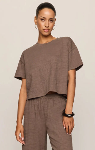 ZSUPPLY Sway Textured Cropped Tee in Cocoa Latte