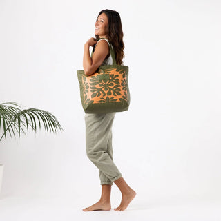 ALOHA COLLECTION Kaulu Day Tripper - Papaya/Olive - The Salty BabeBags