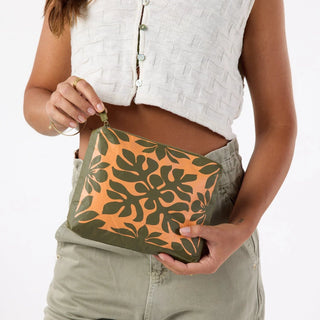 ALOHA COLLECTION Kaulu Small Pouch - Papaya/Olive - The Salty BabePouch