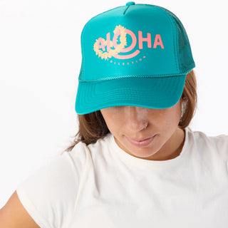 ALOHA COLLECTION Lei Aloha Trucker Hat - Jade - The Salty BabeHats