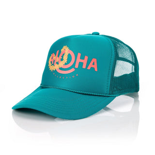 ALOHA COLLECTION Lei Aloha Trucker Hat - Jade - The Salty BabeHats