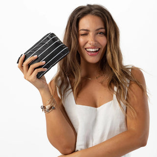 ALOHA COLLECTION Pinstripe Mini Pouch - Black/White - The Salty BabePouch