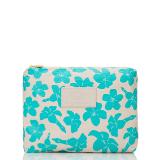 ALOHA COLLECTION Puakenikeni Buds Mid Pouch - Blue Lagoon/Sandstone - The Salty BabePouch