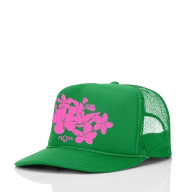 ALOHA COLLECTION Trucker Hat - Melia/Kelly Green - The Salty BabeHats