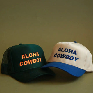 Aloha Cowboy Hat - Blue/Cream | The Salty Babe