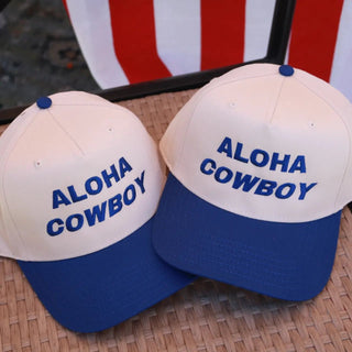 Aloha Cowboy Hat - Blue/Cream | The Salty Babe