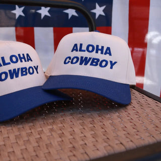 Aloha Cowboy Hat - Blue/Cream | The Salty Babe