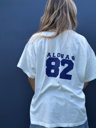 Aloha Game Time Oversized Tee - White - The Salty BabeGraphic Tee Shirts