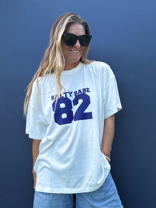 Aloha Game Time Oversized Tee - White - The Salty BabeGraphic Tee Shirts
