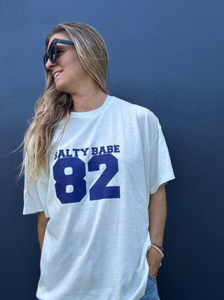 Aloha Game Time Oversized Tee - White - The Salty BabeGraphic Tee Shirts