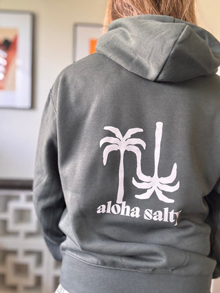 Aloha Salty Hooded Sweatshirt - Green Palm - The Salty BabeFleece Tops