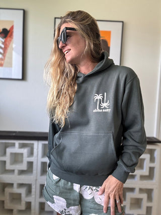 Aloha Salty Hooded Sweatshirt - Green Palm - The Salty BabeFleece Tops