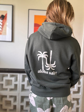 Aloha Salty Hooded Sweatshirt - Green Palm - The Salty BabeFleece Tops