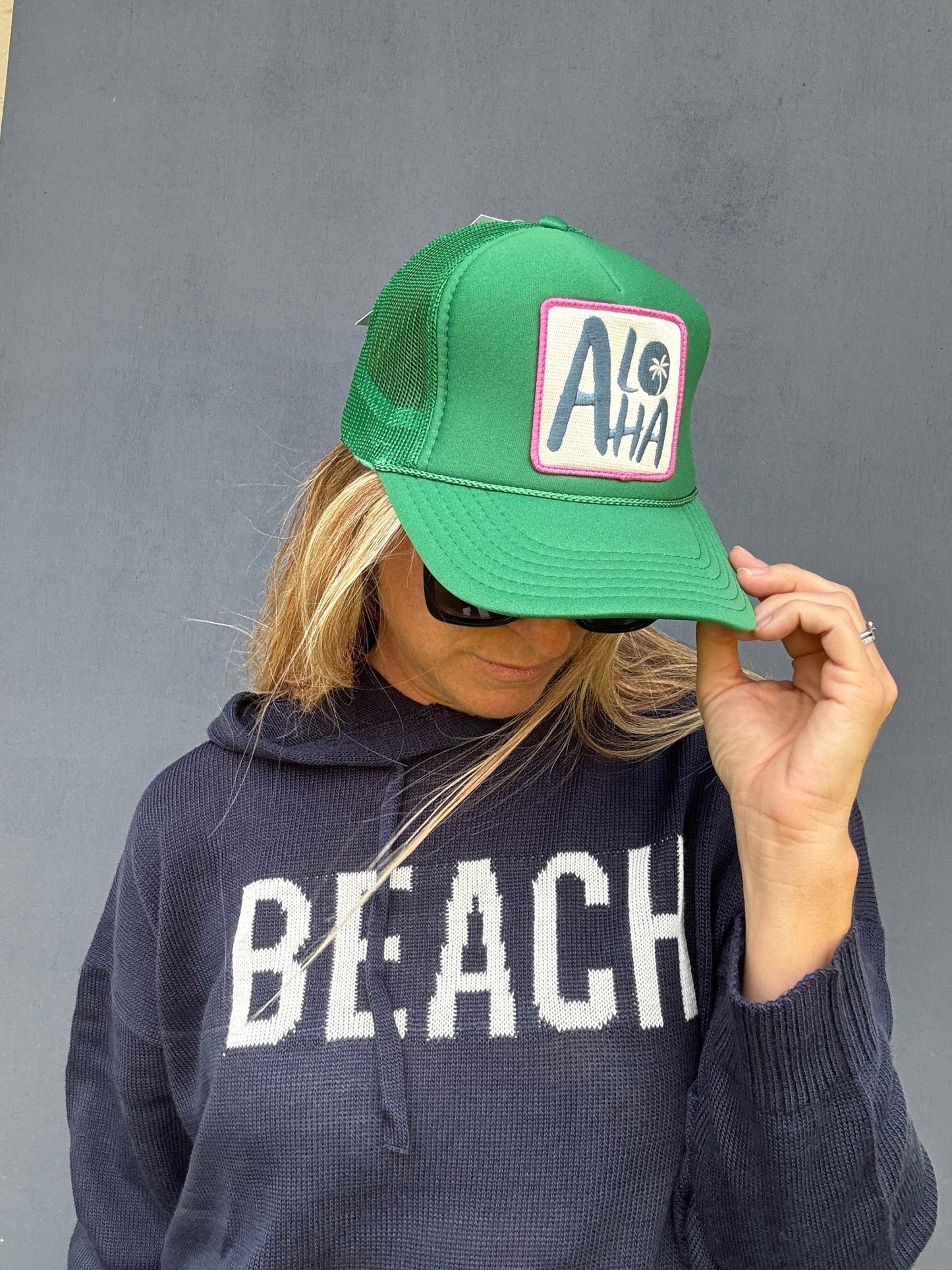 Aloha Trucker Hat - Green - The Salty BabeHats