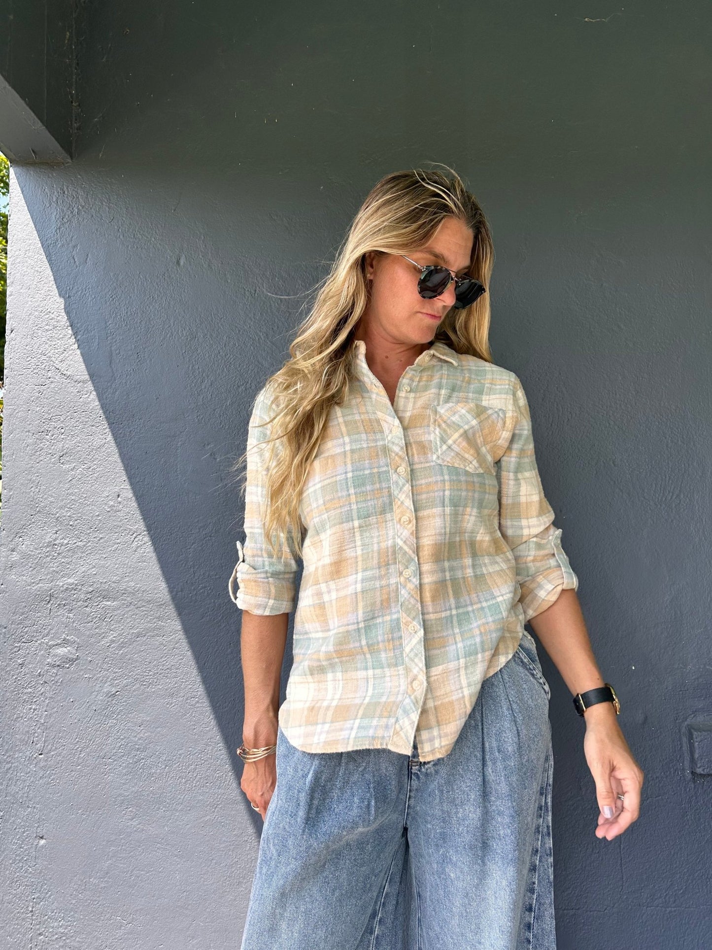 Audrey flannel shirt - The Salty BabeLong Sleeve Tops