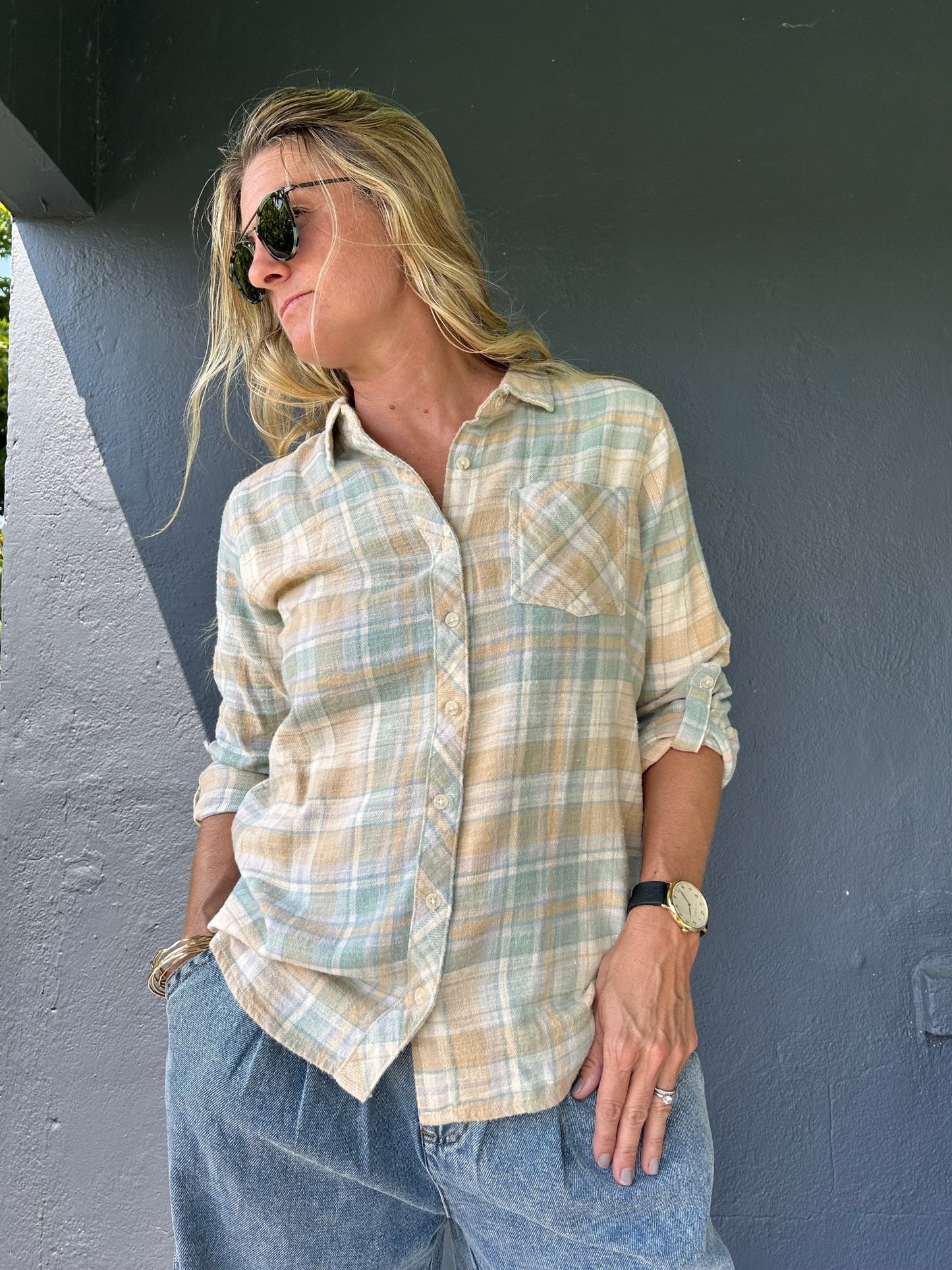 Audrey flannel shirt - The Salty BabeLong Sleeve Tops