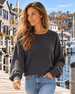 Barely Back Waffle Top - Black | The Salty Babe