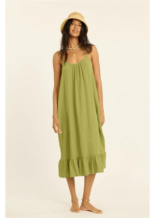 Beach Cruiser Woven Midi Dress - Army - The Salty BabeDresses