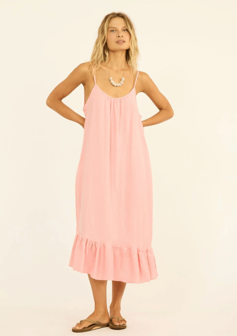Beach Cruiser Woven Midi Dress - Coral Kiss - The Salty BabeDresses