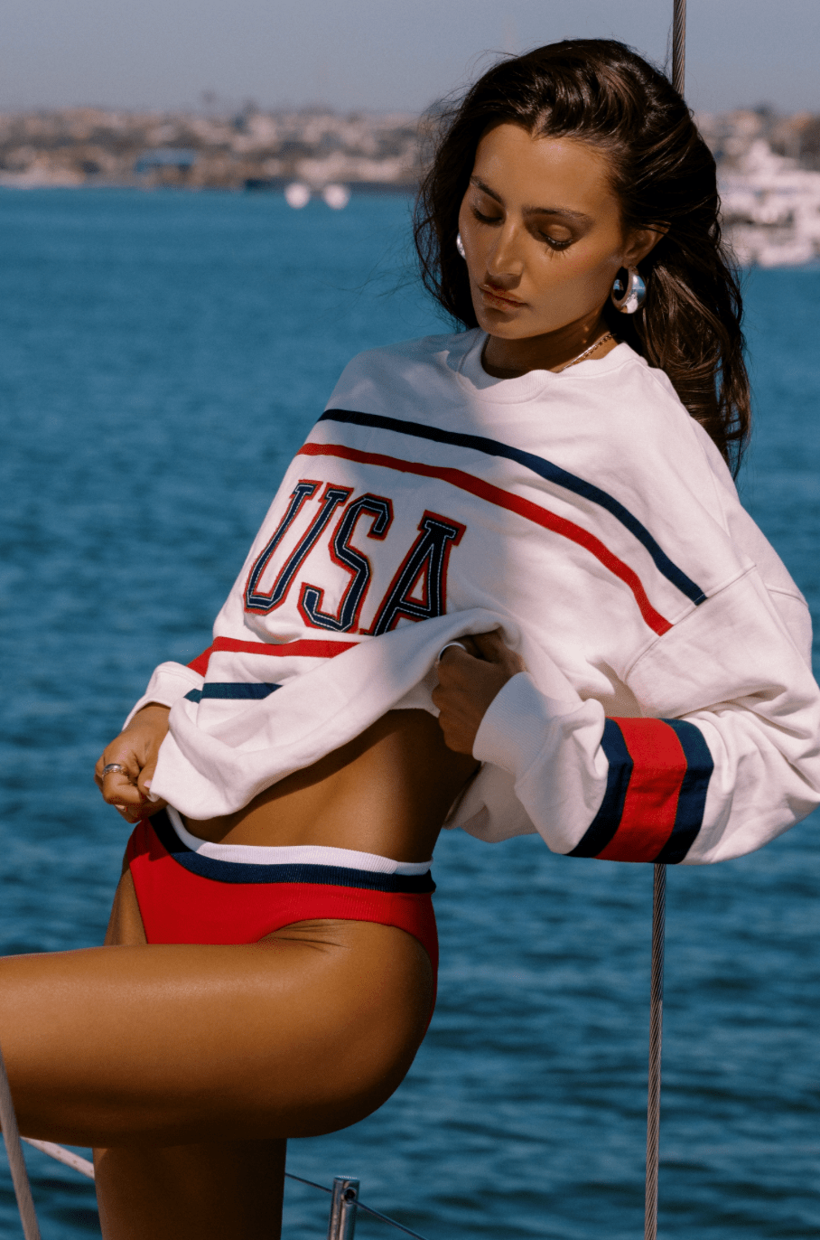 BEACH RIOT Saffron Bikini Bottom - Crimson Firework Colorblock - The Salty BabeSwim Bottoms