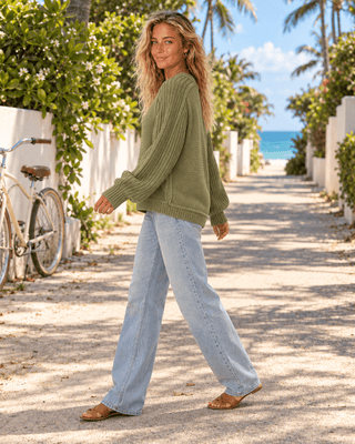 Beachside Cable Knit Sweater - Sage - The Salty BabeSweaters