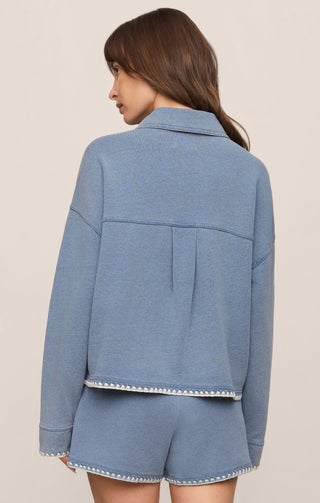 ZSUPPLY All Day Crop Whipstitch Jacket in Santorini Indigo