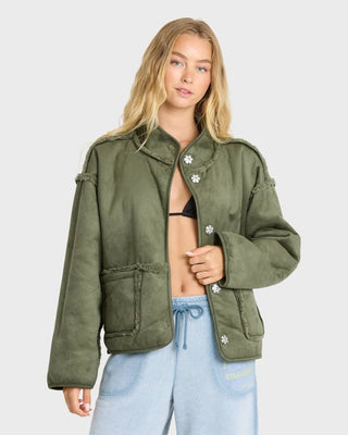 BILLABONG Camper Reversible Fleece Jacket - Canteen - The Salty Babe