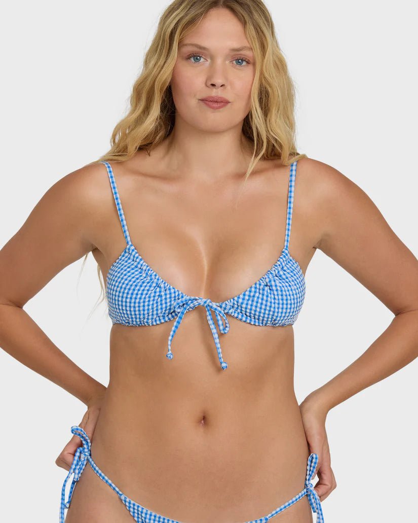 BILLABONG Mini Wave Check Cara Bralette Bikini Top - True Blue - The Salty BabeSwim Tops