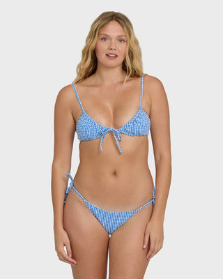 BILLABONG Mini Wave Check Tie - Side Tanga Bikini Bottoms - True Blue - The Salty BabeSwim Bottoms