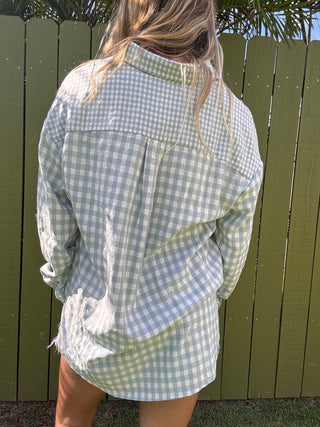 Blue Check Button Front Shirt - The Salty BabeLong Sleeve Shirt