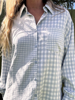 Blue Check Button Front Shirt - The Salty BabeLong Sleeve Shirt