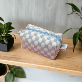 Blue Checkered Make - Up Bag - The Salty BabeMakeup Bags