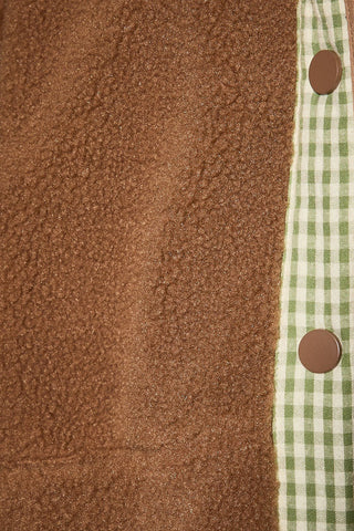 Brookline Gingham Sherpa Jacket - Brown/Light Green | The Salty Babe