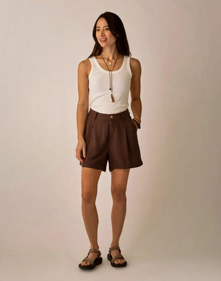 CARVE DESIGNS Suki Linen Short - Coffee Chambray - The Salty BabeShorts