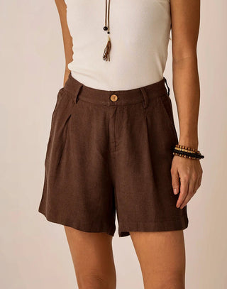 CARVE DESIGNS Suki Linen Short - Coffee Chambray - The Salty BabeShorts