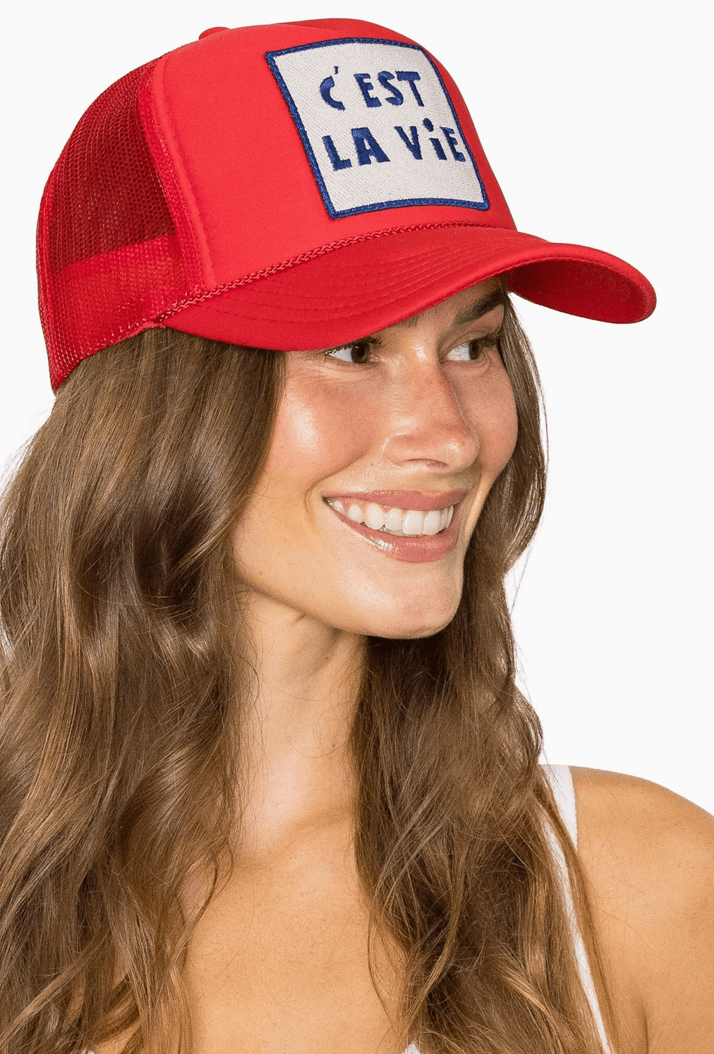 C'est La Vie Trucker Hat - Red - The Salty BabeHats