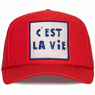 C'est La Vie Trucker Hat - Red - The Salty BabeHats