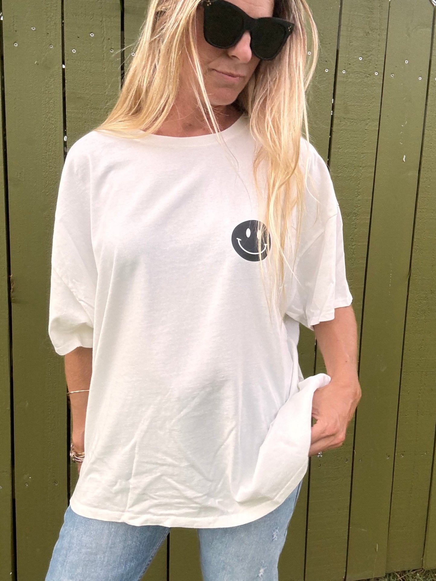 Check My Smile oversized tee - White - The Salty BabeGraphic Tee Shirts