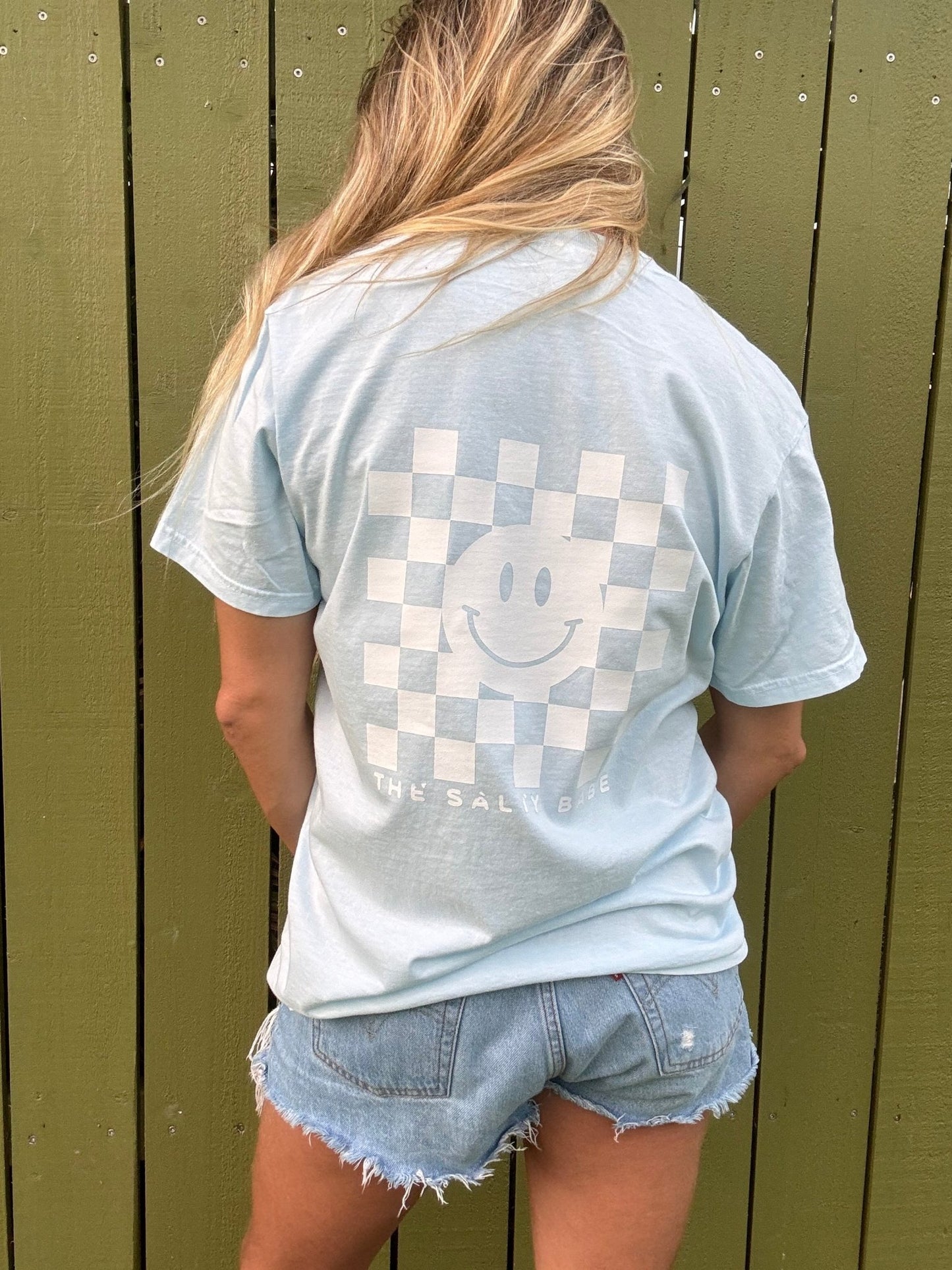 Check My Smile pocket tee - Lt Blue - The Salty BabeGraphic Tee Shirts
