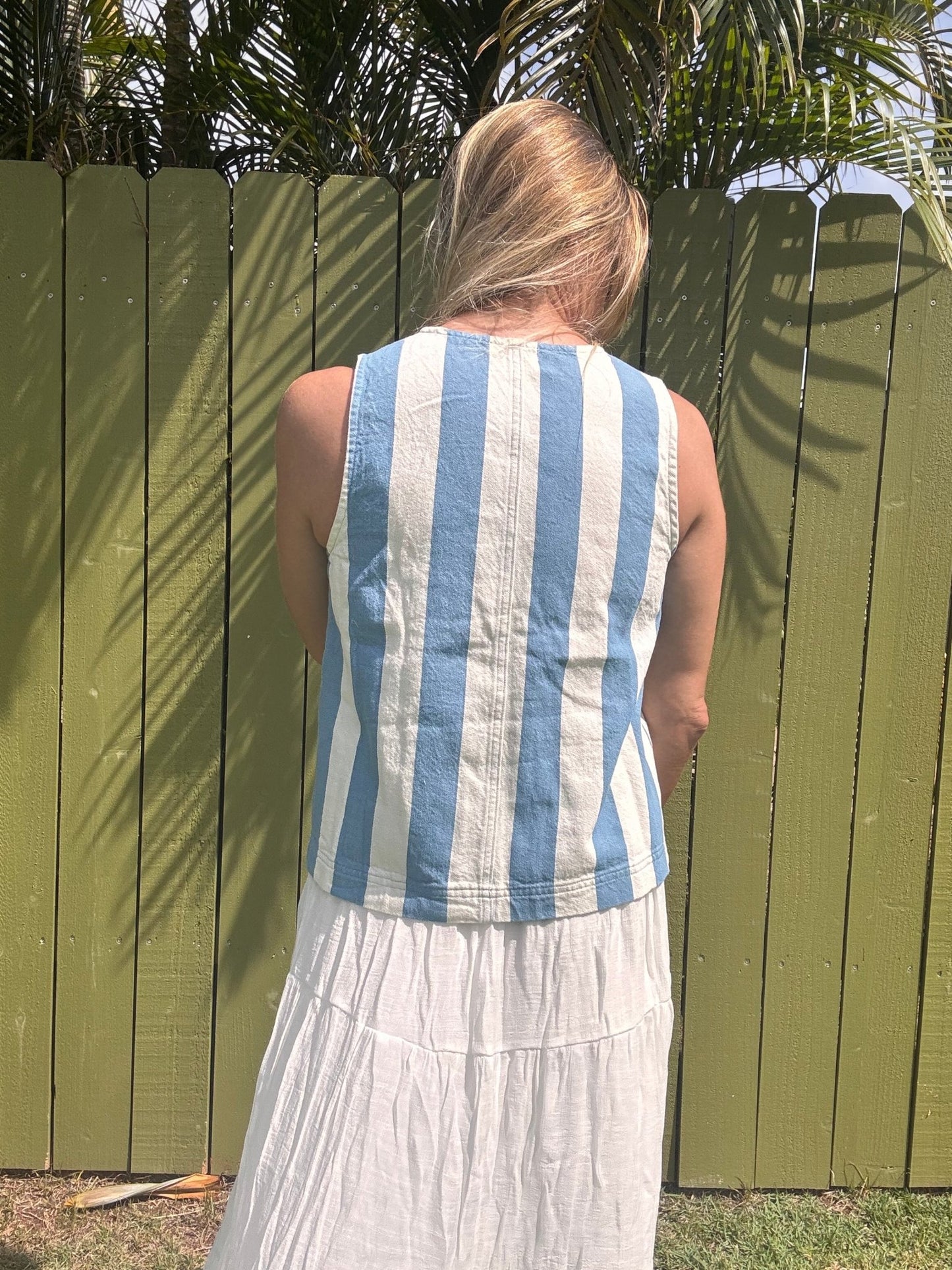 Coastal Lines Front Bow Tie Sleeveless Vest - The Salty BabeTop