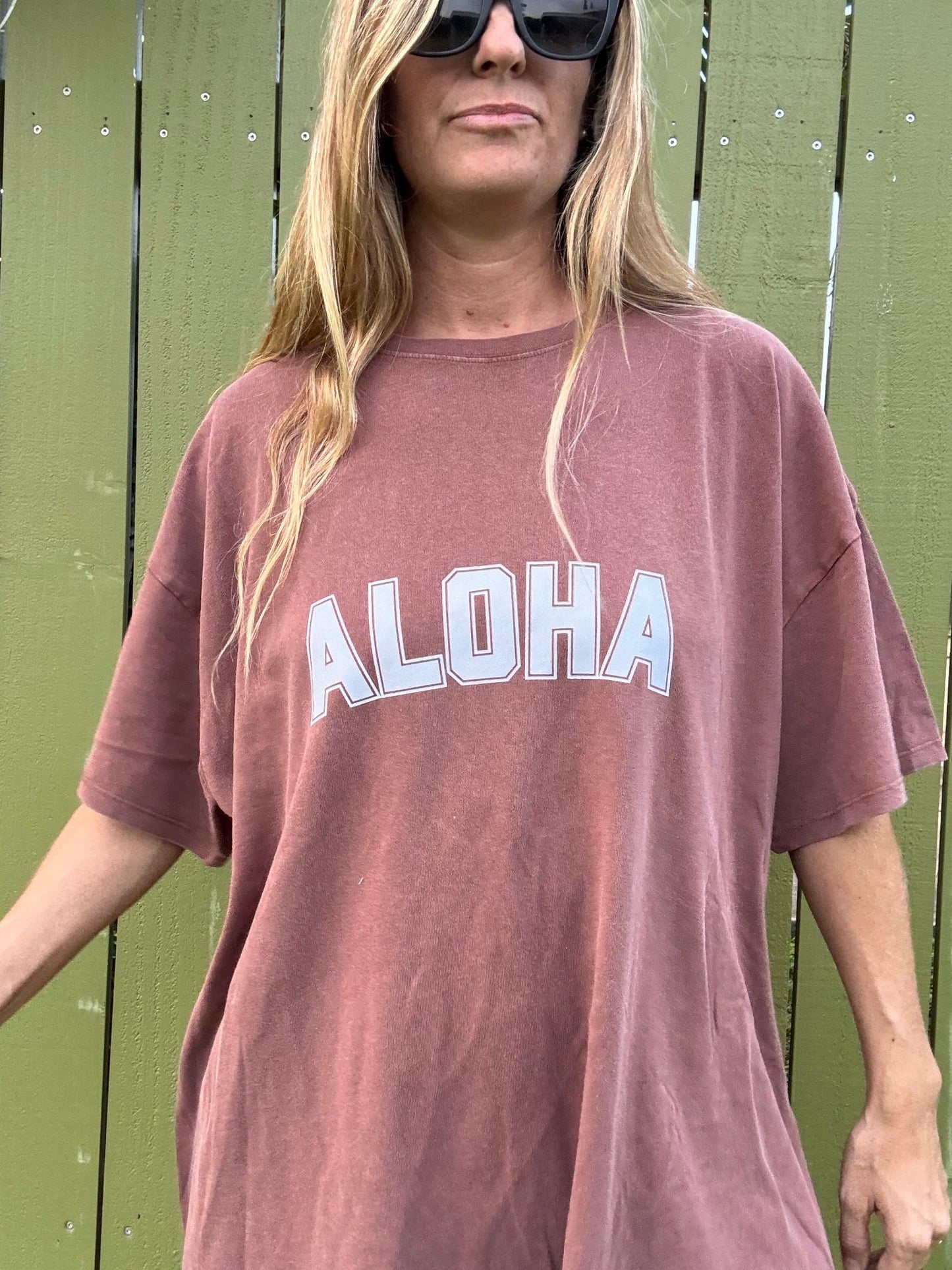 College of Aloha oversized tee - Chestnut - The Salty BabeGraphic Tee Shirts