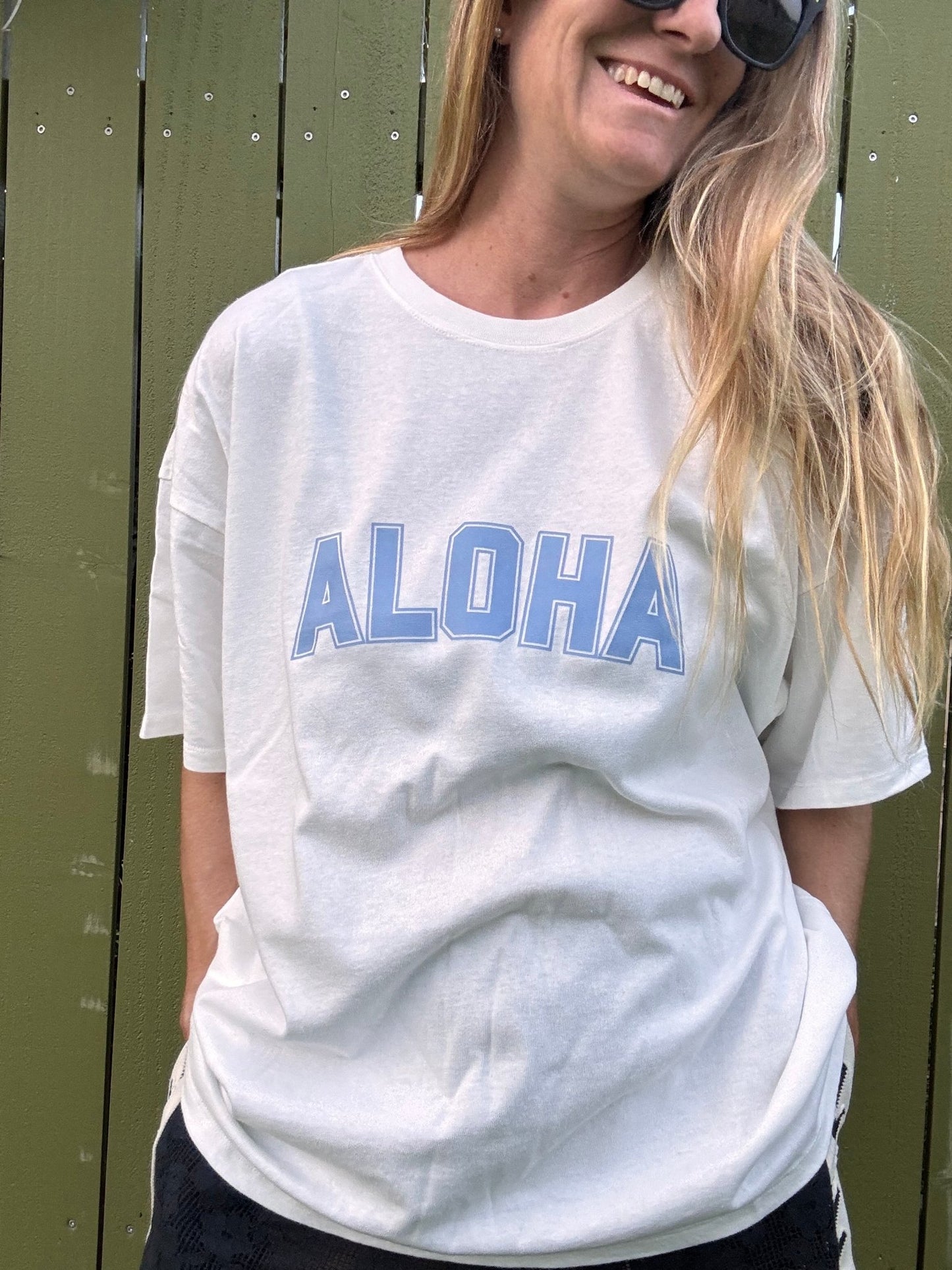 College of Aloha Oversized tee - Ivory - The Salty BabeGraphic Tee Shirts