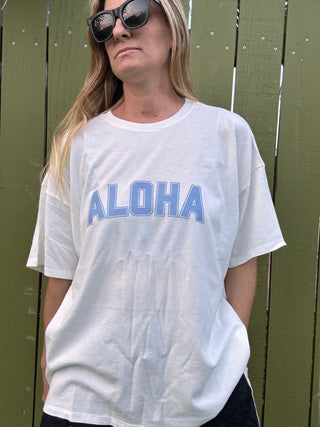 College of Aloha Oversized tee - Ivory - The Salty BabeGraphic Tee Shirts