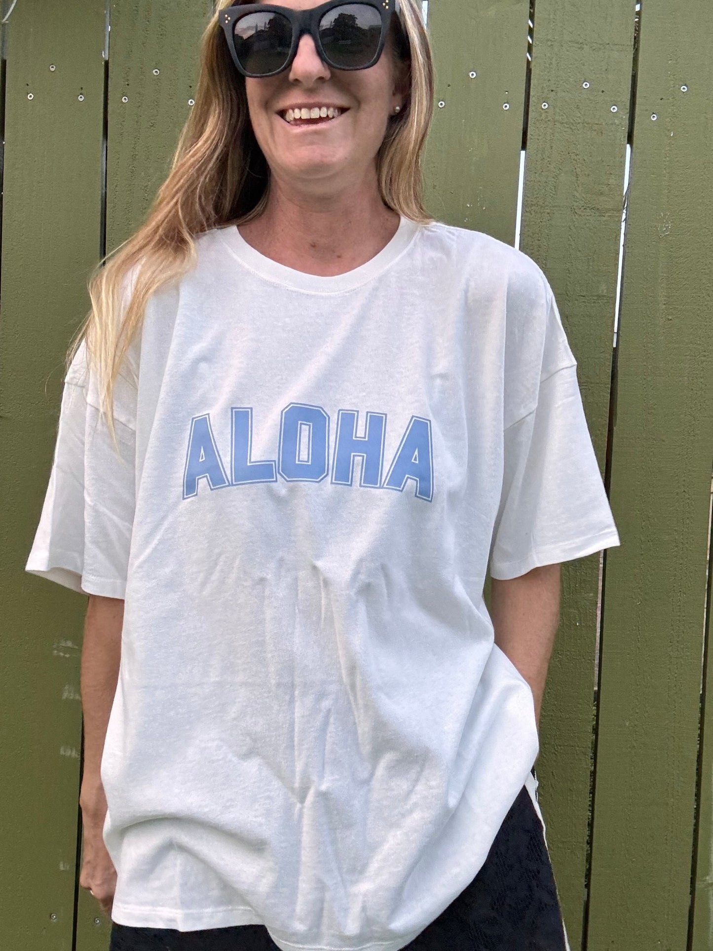 College of Aloha Oversized tee - Ivory - The Salty BabeGraphic Tee Shirts