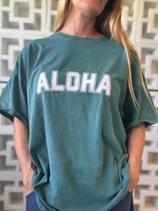 College of Aloha oversized tee - Palm Green - The Salty BabeGraphic Tee Shirts