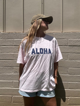 College of Aloha Oversized tee - Pink - The Salty BabeGraphic Tee Shirts