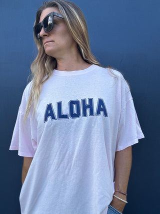 College of Aloha Oversized tee - Pink - The Salty BabeGraphic Tee Shirts